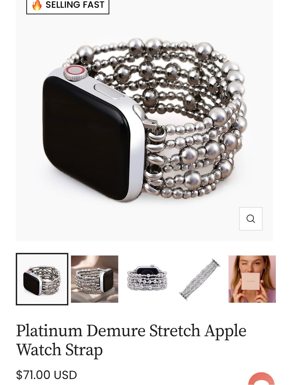 Brand new Apple Watch Multi-Strand Silver Beaded Bracelet for Women